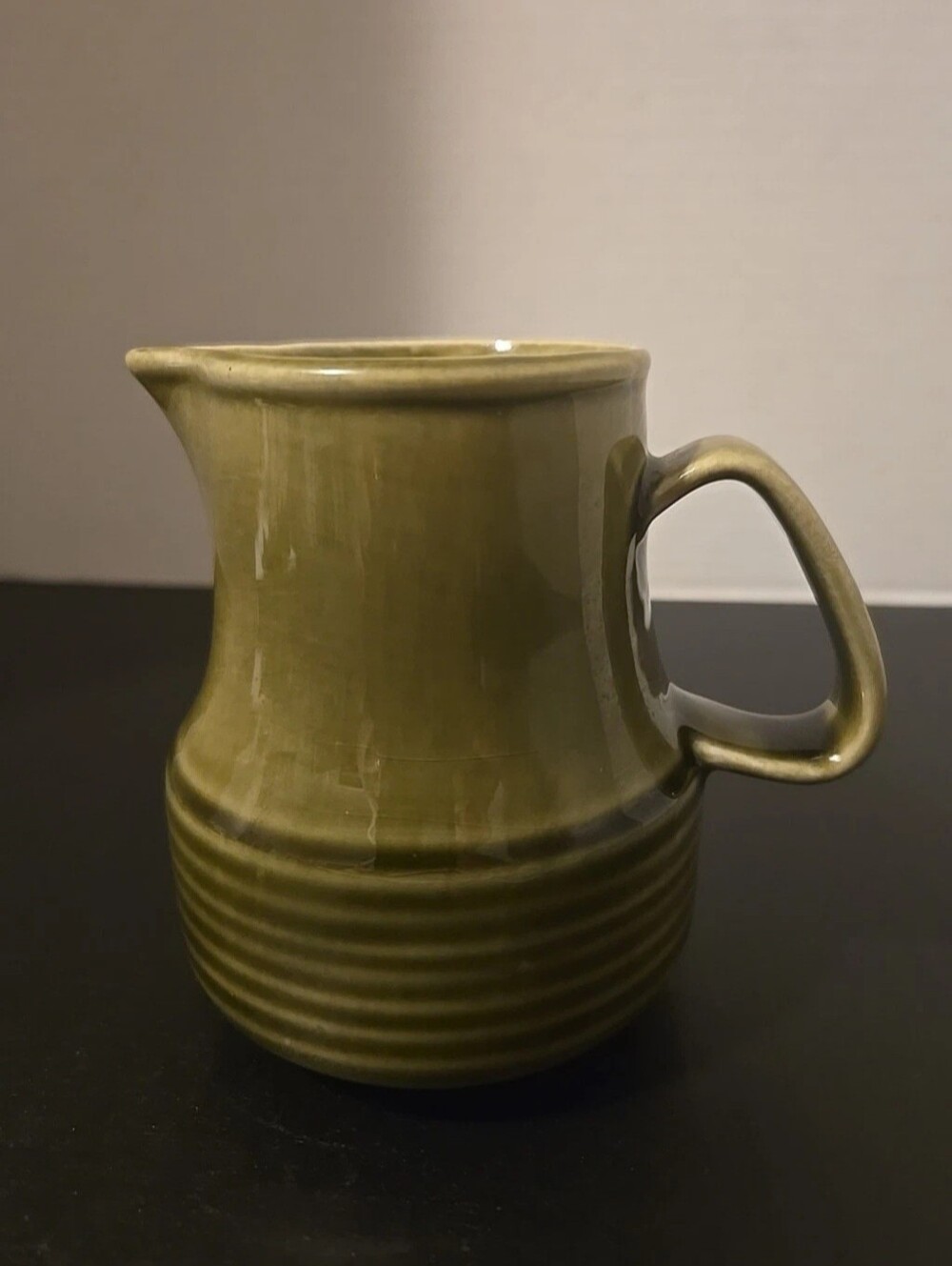 Vintage Homer Laughlin Banded Cortez Creamer Avocado 4.5" Tall Vase Cottagecore